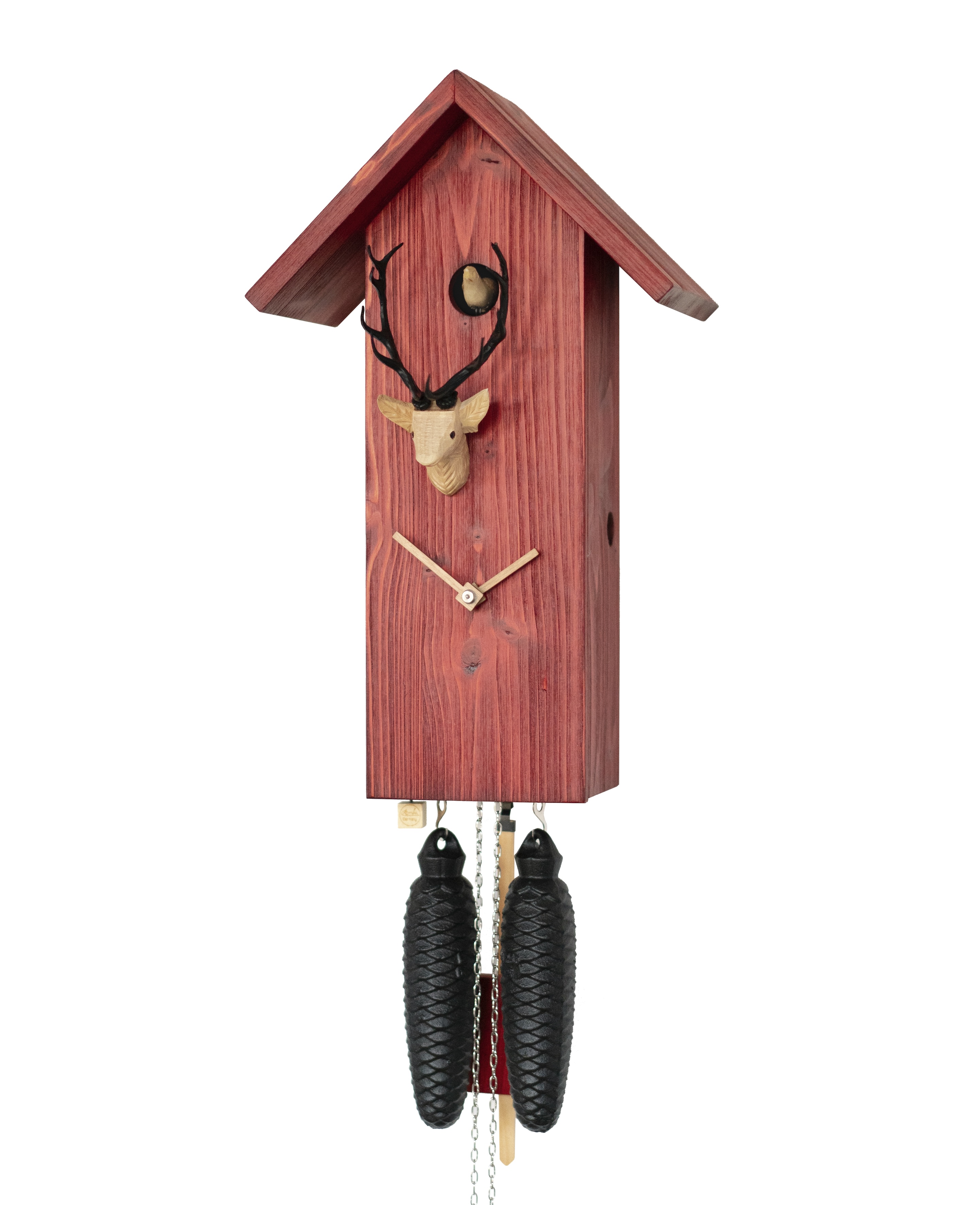 Kuckucksuhr Vogelhaus rot/schwarz/natur
