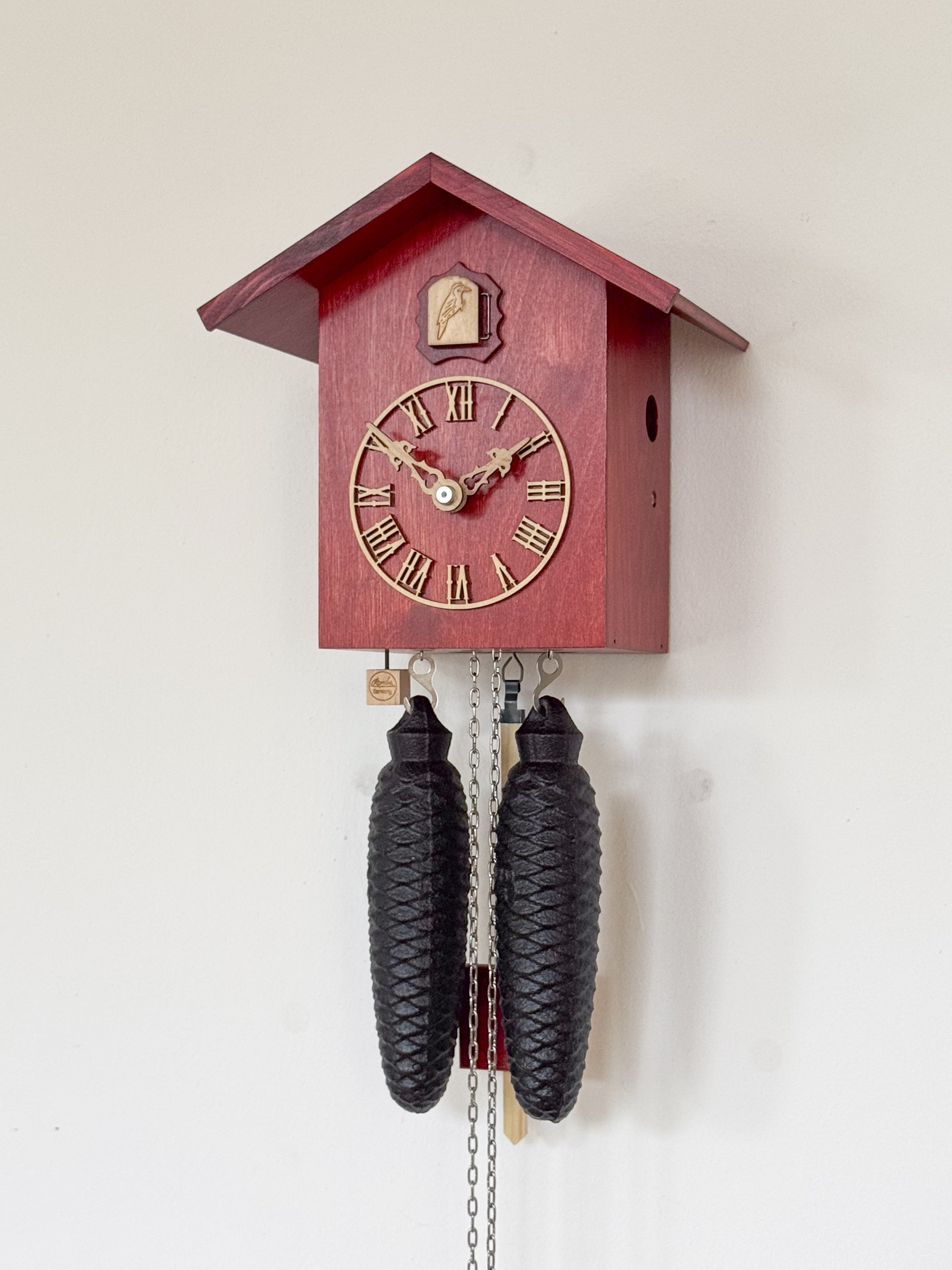 LIFE - Design Kuckucksuhr (rot mit Ziffern) Rombach & Haas Kopie