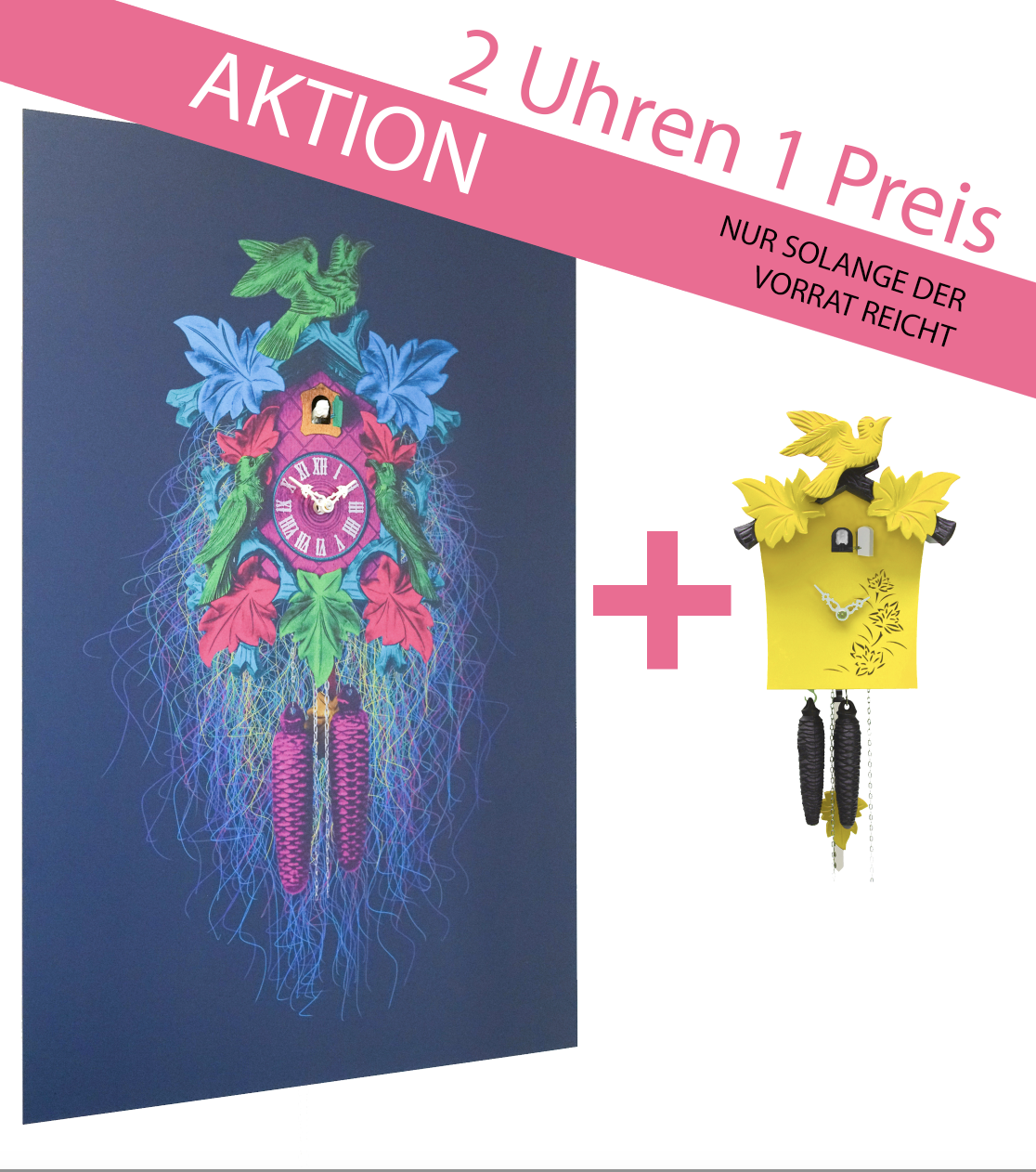 Wandbild-Uhr + GRATIS Kuckucksuhr