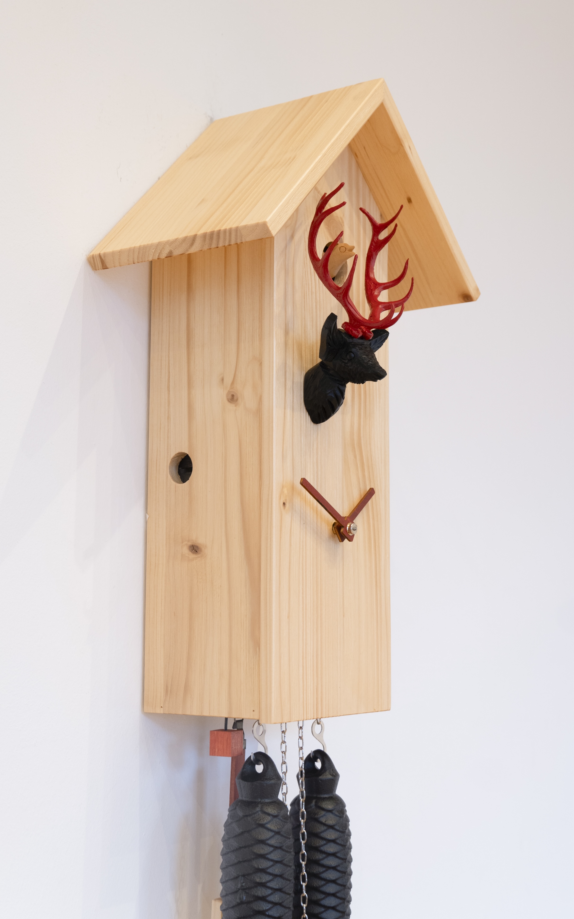 Kuckucksuhr Vogelhaus natur/schwar/rot