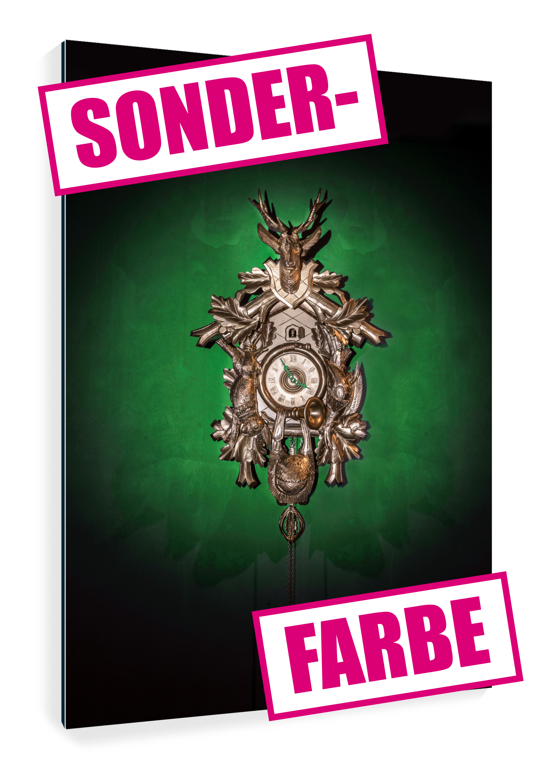 Bilderuhr / Wandbild-Kuckucksuhr  SONDERFARBE gold/grün