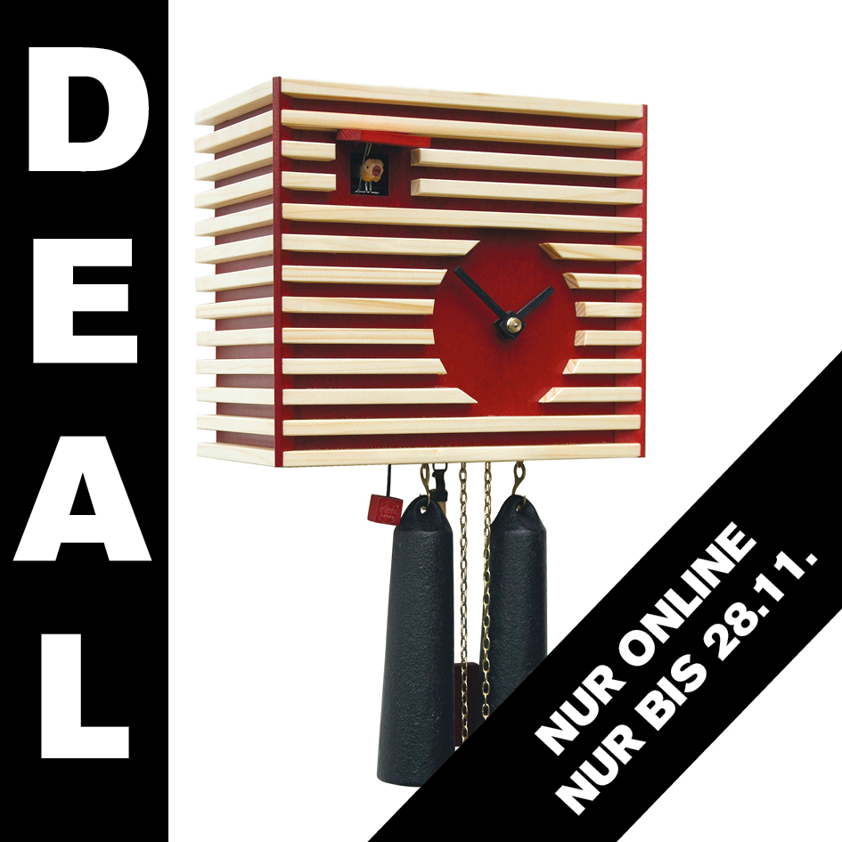 BAUHAUS - Design Kuckucksuhr (rot) Rombach & Haas