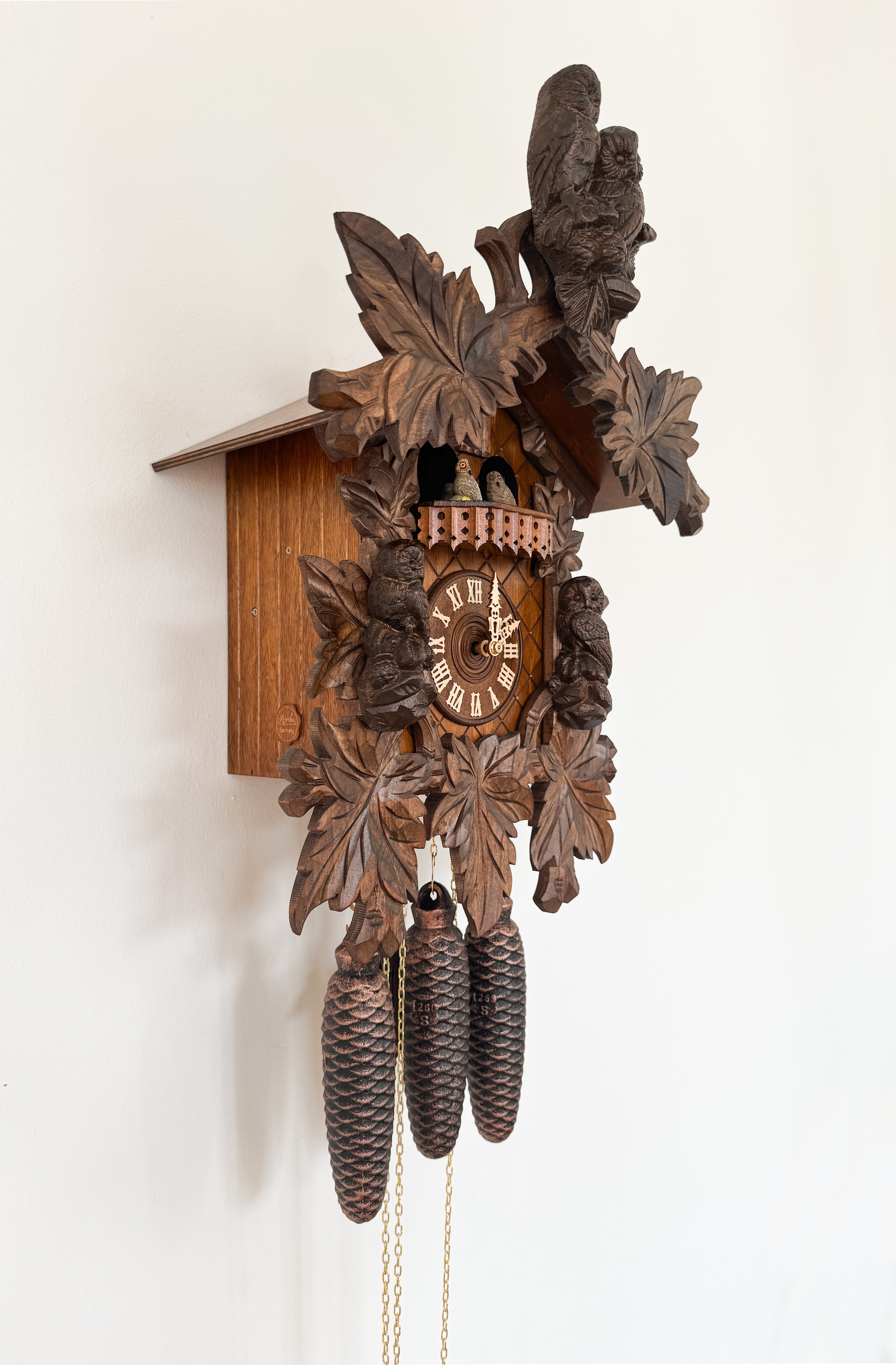 TRADITION  🦉- Eulenuhr mit Musik Schwarzwalduhr von Rombach & Haas 