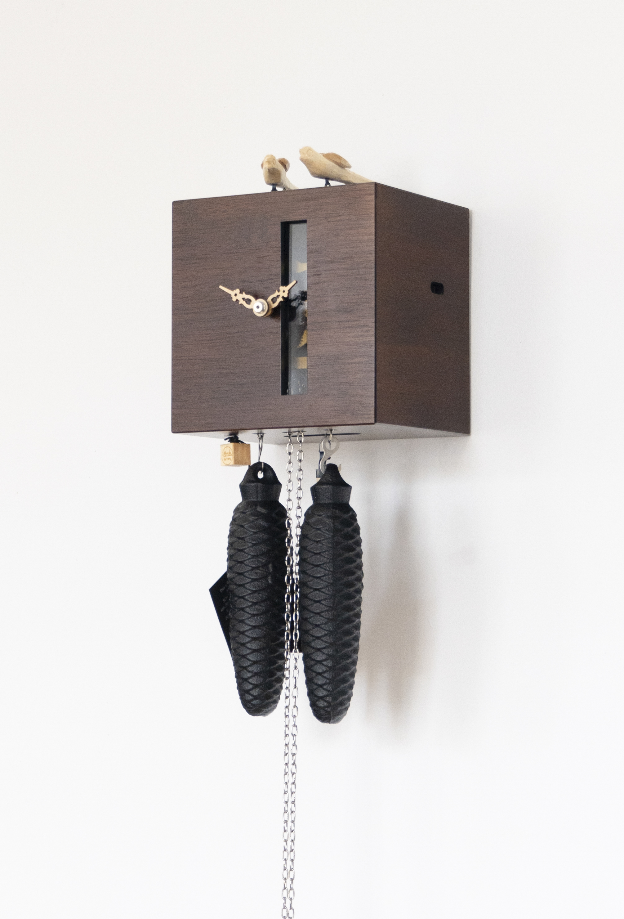 DUETT - Design Kuckucksuhr (braun / Einblick in die Mechanik) Rombach & Haas