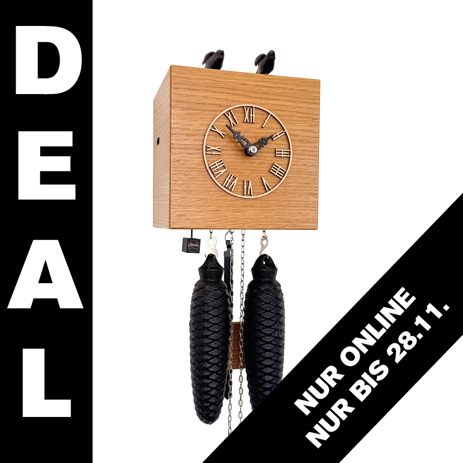 DUETT - Design Kuckucksuhr (natur mit Holz-Ziffern) Rombach & Haas