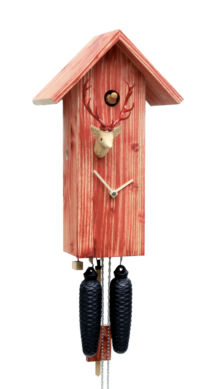 Kuckucksuhr Vogelhaus rot/natur