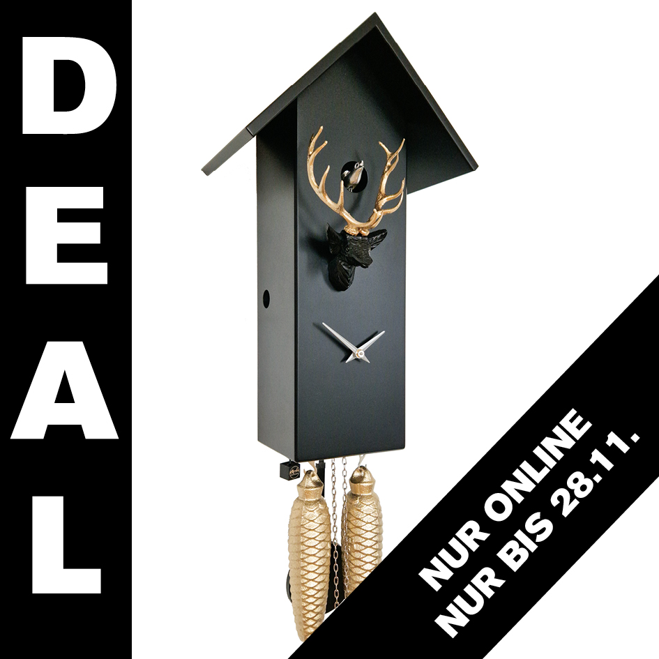 CLASSIC - Design Kuckucksuhr (schwarz/gold/silber) Rombach & Haas