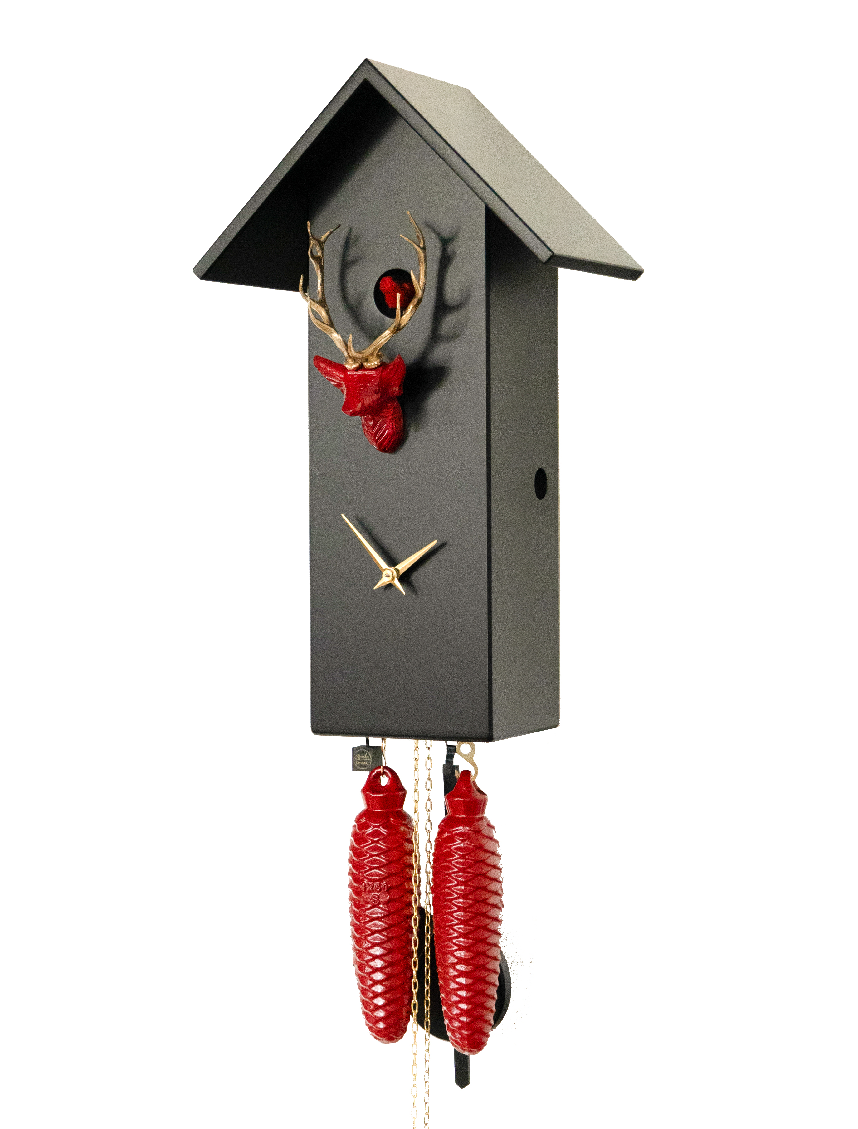 CLASSIC - Design Kuckucksuhr (schwarz/rot/gold) Rombach & Haas