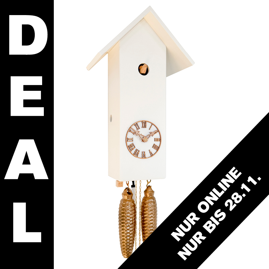 CLASSIC - Design Kuckucksuhr (weiß/Holz natur) Rombach & Haas 