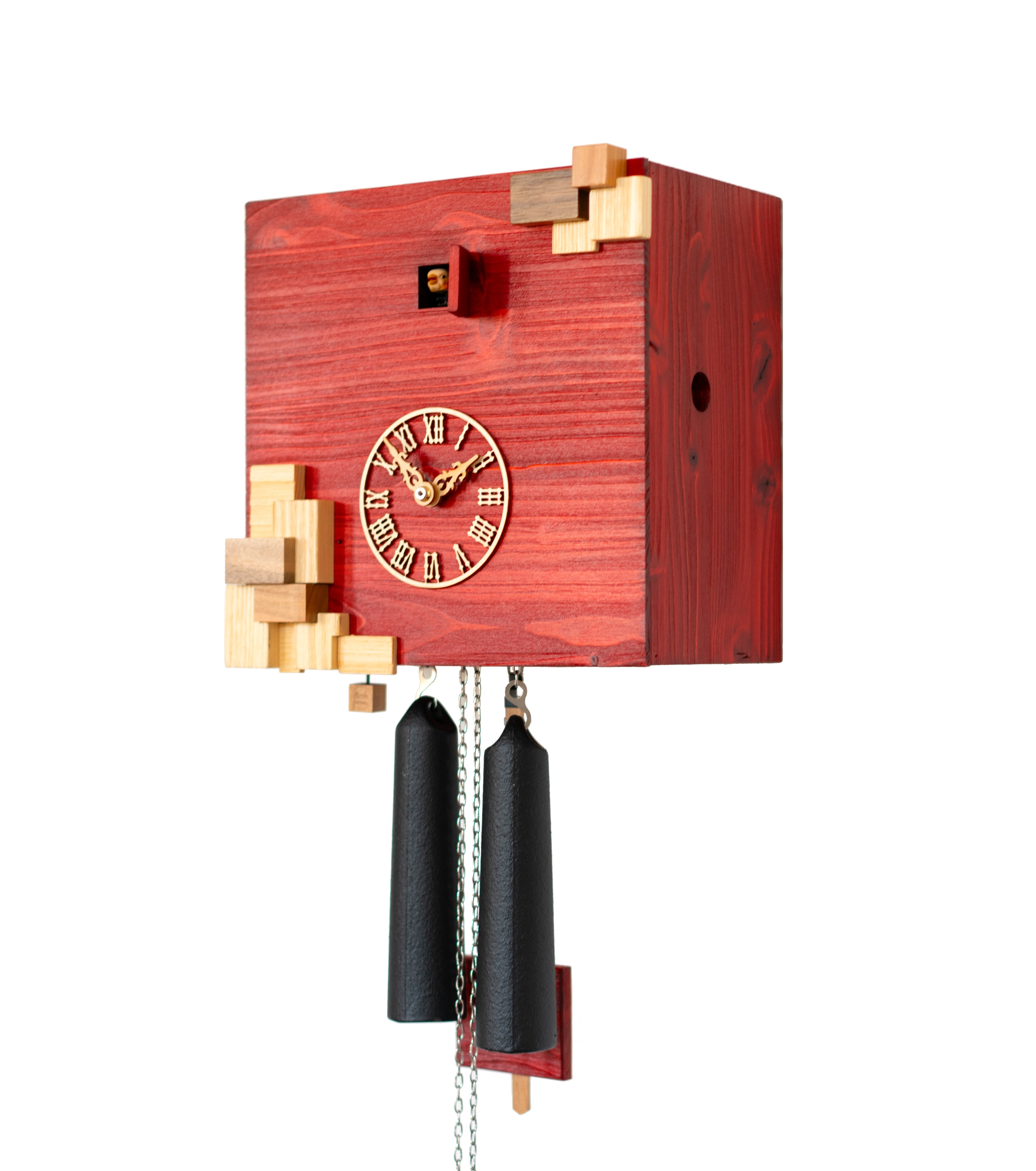 KUBUS - Design Kuckucksuhr (rot/natur) Rombach & Haas